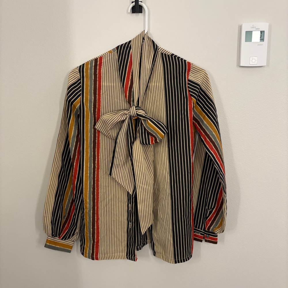 Vintage Long sleeve Striped blouse